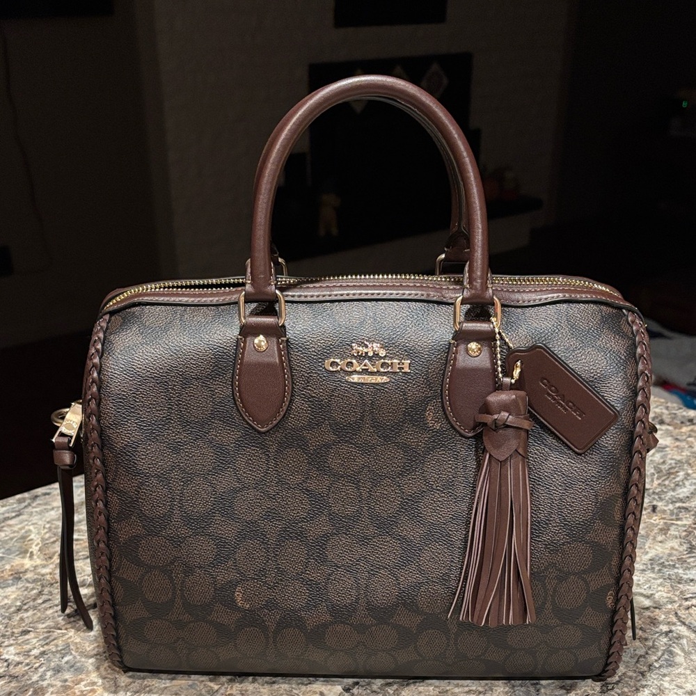 Coach Rowan Large Satchel Bag In Signature Canvas With Fringe